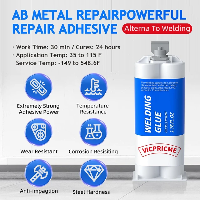 Alt view image 2 of 7 - Metal Glue Heavy Duty for Metal Steel Plastic, Waterproof, 3PK Heavy-duty metal epoxy bonds steel, aluminum, plastic, wood 3 syringes for frequent repairs