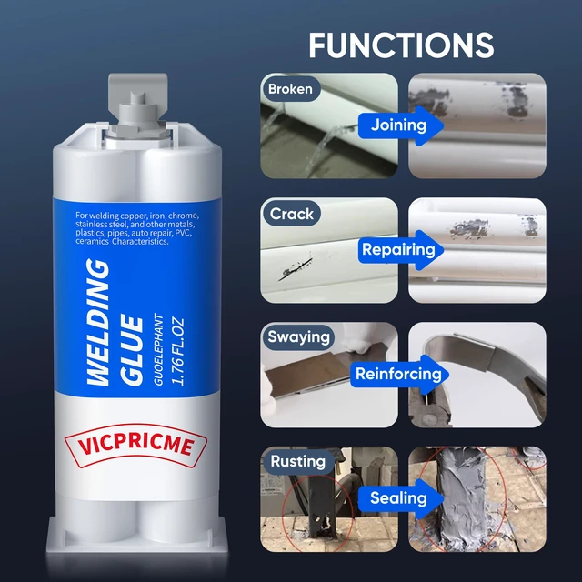 Alt view image 3 of 7 - Metal Glue Heavy Duty for Metal Steel Plastic, Waterproof, 3PK Heavy-duty metal epoxy bonds steel, aluminum, plastic, wood 3 syringes for frequent repairs