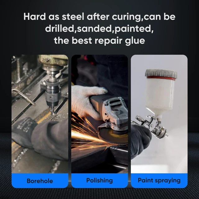 Alt view image 6 of 7 - Metal Glue Heavy Duty for Metal Steel Plastic, Waterproof, 3PK Heavy-duty metal epoxy bonds steel, aluminum, plastic, wood 3 syringes for frequent repairs