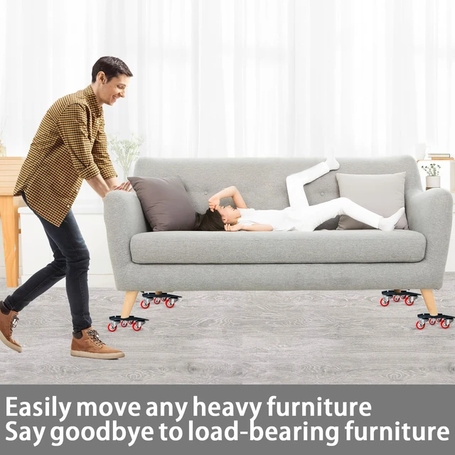 Alt view image 3 of 6 - Furniture-Dolly-Furniture-Movers with-5-Wheels, Furniture Sliders Lifters Tool Set for Moving Heavy Duty, Furniture Dollies, Max Capacity 1650Ib Red