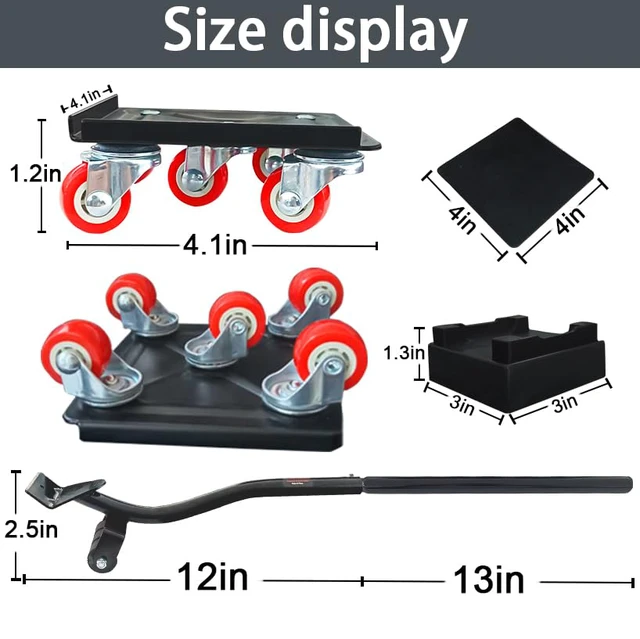 Alt view image 4 of 6 - Furniture-Dolly-Furniture-Movers with-5-Wheels, Furniture Sliders Lifters Tool Set for Moving Heavy Duty, Furniture Dollies, Max Capacity 1650Ib Red