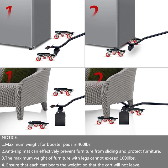 Alt view image 5 of 6 - Furniture-Dolly-Furniture-Movers with-5-Wheels, Furniture Sliders Lifters Tool Set for Moving Heavy Duty, Furniture Dollies, Max Capacity 1650Ib Red