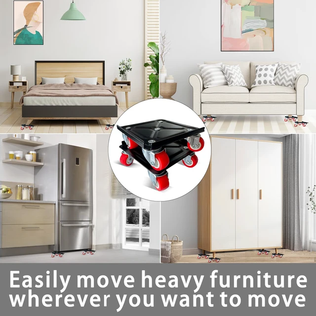 Alt view image 6 of 6 - Furniture-Dolly-Furniture-Movers with-5-Wheels, Furniture Sliders Lifters Tool Set for Moving Heavy Duty, Furniture Dollies, Max Capacity 1650Ib Red