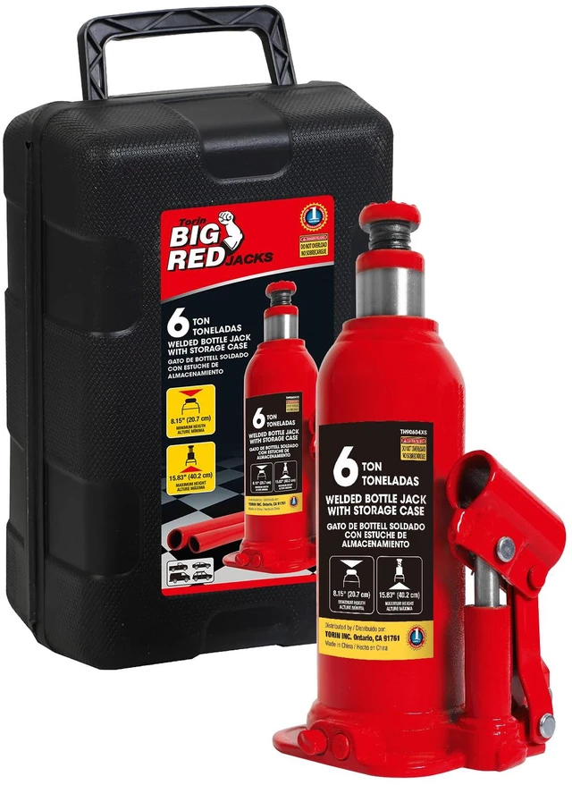 Main image of 6 Ton (12,000 LBs) Hydraulic Welded Bottle Jack with Storage Case 6 Ton Capacity; Lifting Range 8.15" to 15.83"; Welded Structure;Compact Size; With Storage Case; Auto Repair House Lift