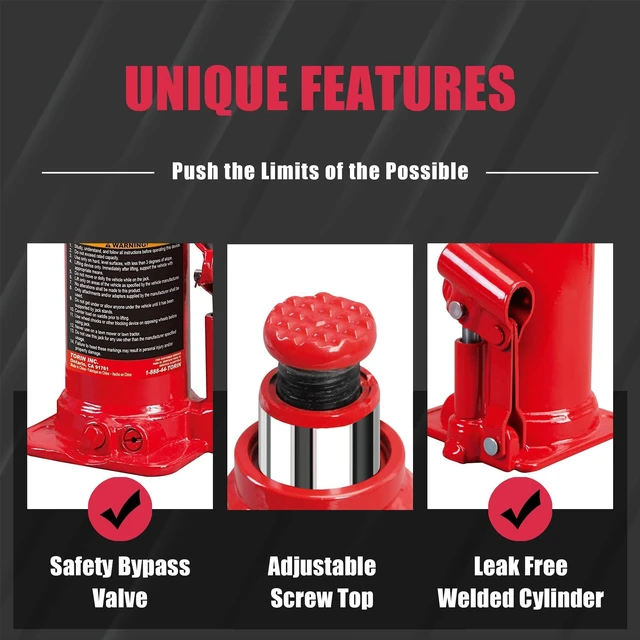Alt view image 3 of 6 - 6 Ton (12,000 LBs) Hydraulic Welded Bottle Jack with Storage Case 6 Ton Capacity; Lifting Range 8.15" to 15.83"; Welded Structure;Compact Size; With Storage Case; Auto Repair House Lift
