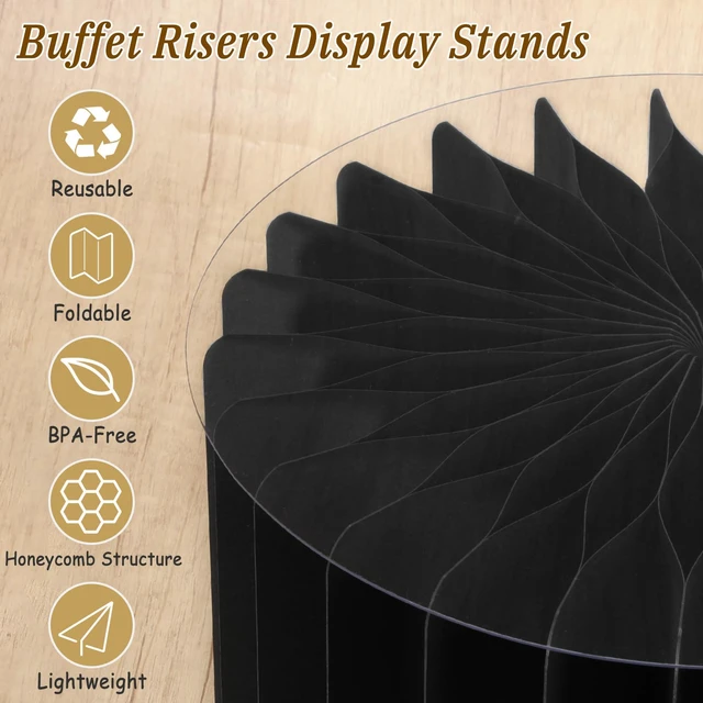 Alt view image 4 of 7 - 6Pcs Buffet Risers, Food Risers for Table, Foldable Cake Display Stands, Tall Cardboard Cupcakes Stand for Show Catering Desserts Jewelry Wedding Birthday Party Decoration (Black)