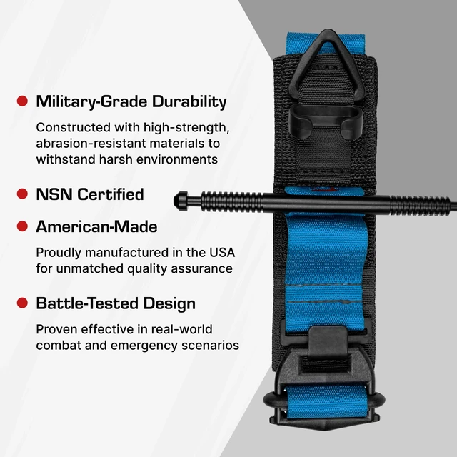 Alt view image 2 of 7 - (Generation 5) - Military-Grade Tourniquet for Severe Bleeding Control, Essential First Aid for Tactical, Emergency, and Civilian Use (Blue), TacMed Solutions