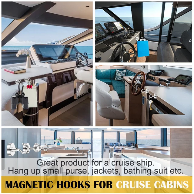 Alt view image 3 of 6 - Magnetic Hooks,120lbs Heavy Duty Magnets with Hook Silver 6 Pack Rare Earth N52 2026 Cruise Cabin Ship Essentials for Fridge Hanging Classroom Beach Vacation Kitchen Grills Home Must Have