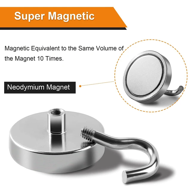 Alt view image 4 of 6 - Magnetic Hooks,120lbs Heavy Duty Magnets with Hook Silver 6 Pack Rare Earth N52 2026 Cruise Cabin Ship Essentials for Fridge Hanging Classroom Beach Vacation Kitchen Grills Home Must Have