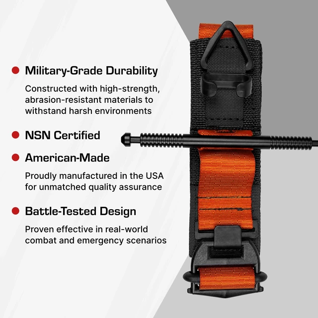 Alt view image 7 of 7 - (Generation 5) - Military-Grade Tourniquet for Severe Bleeding Control, Essential First Aid for Tactical, Emergency, and Civilian Use (Orange), TacMed Solutions