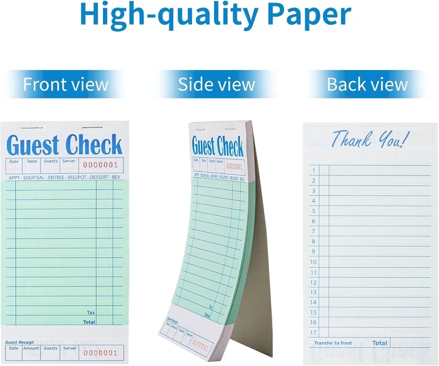 Alt view image 3 of 7 - 20 Pack/1000 Tickets Guest Checks Books for Servers, Green