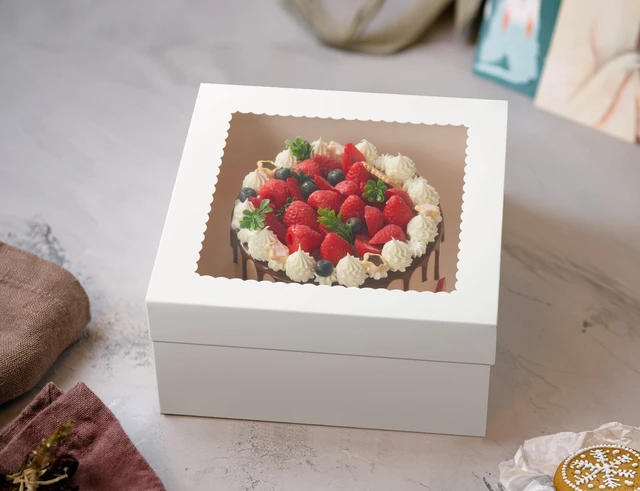 Alt view image 7 of 7 - 15 Pack Cake Boxes 12 inch, 12x12x6 Tall Cake Box with Clear Window 12 Inch Cake Box with Stickers, Thick Cardboard, Large Transport Container, White Cake Holder, for Birthday Wedding Party