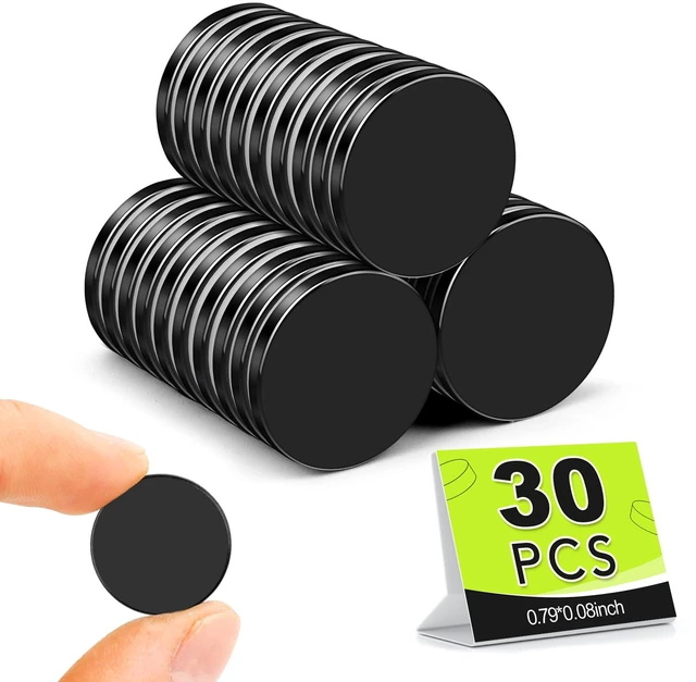 Main image of Small Magnets 30 Pack Black Refrigerator Magnets 20x2mm Rare Earth Magnet Neodymium Magnet for Crafts, Whiteboard, Kitchen Cabinet