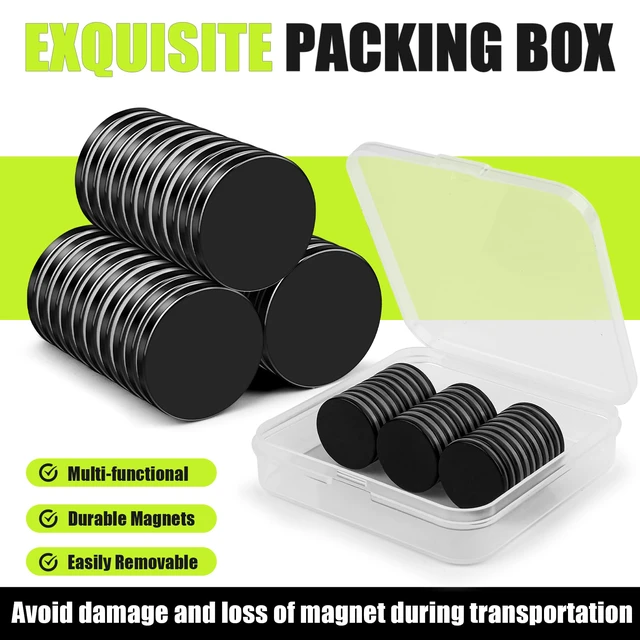 Alt view image 3 of 7 - Small Magnets 30 Pack Black Refrigerator Magnets 20x2mm Rare Earth Magnet Neodymium Magnet for Crafts, Whiteboard, Kitchen Cabinet