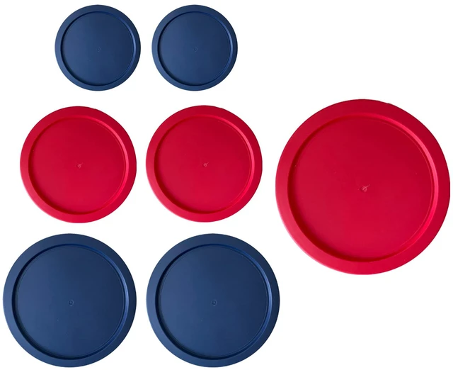 Main image of Replacement Lids for Pyrex Round (2) 7202-PC 1 Cup Blue (2) 7200-PC 2 Cup Red (2) 7201-PC 4 Cup Blue (1) 7402-PC 6/7 Cup Red