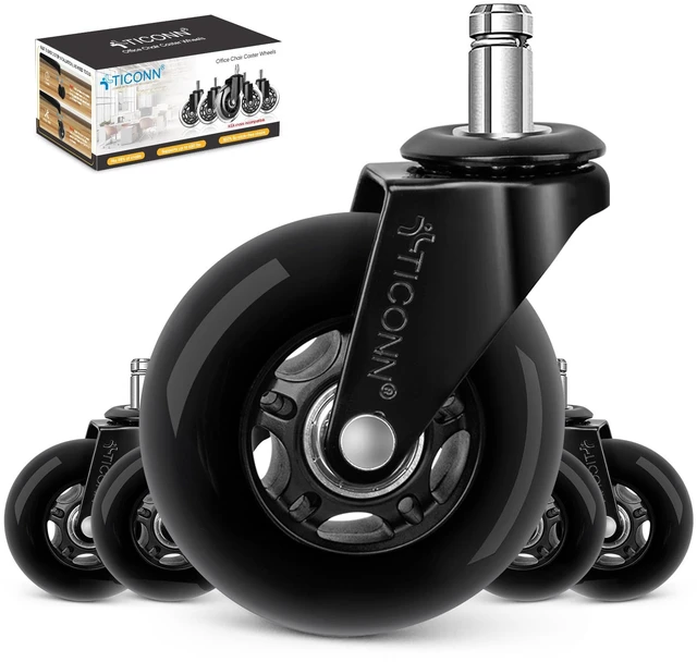 Main image of Office Chair Wheels, 3" Caster Wheels for Tile Carpets, Set of 5 650 lbs Weight Capacity, Smooth & Quiet Rolling, Scratch-Free Floor Protection, Universal Fit, Easy Snap-In Installation