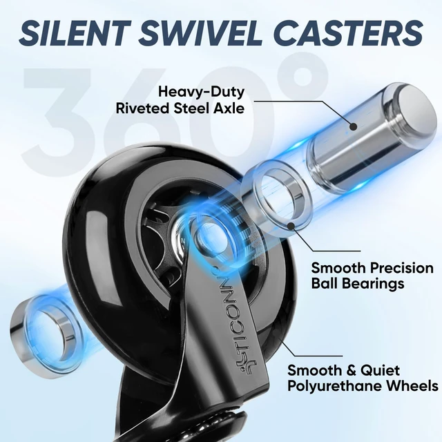 Alt view image 2 of 7 - Office Chair Wheels, 3" Caster Wheels for Tile Carpets, Set of 5 650 lbs Weight Capacity, Smooth & Quiet Rolling, Scratch-Free Floor Protection, Universal Fit, Easy Snap-In Installation
