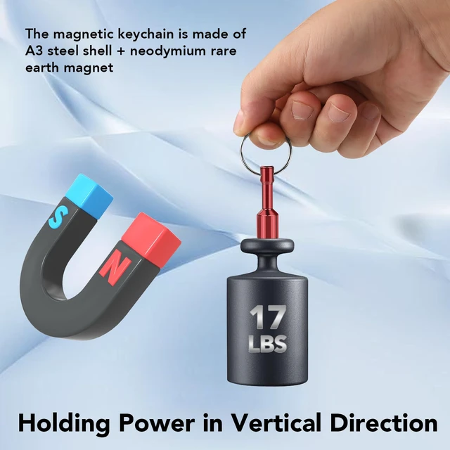 Alt view image 2 of 7 - 10 Pack Magnet Key Chain Gold Testing Kit, Red Magnetic Key Holder Silver Tester for Jewelry Test Rare Earth Magnets Precious Metal Keychain Pocket Ring Small Neodymium