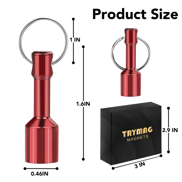 Alt view image 3 of 7 - 10 Pack Magnet Key Chain Gold Testing Kit, Red Magnetic Key Holder Silver Tester for Jewelry Test Rare Earth Magnets Precious Metal Keychain Pocket Ring Small Neodymium
