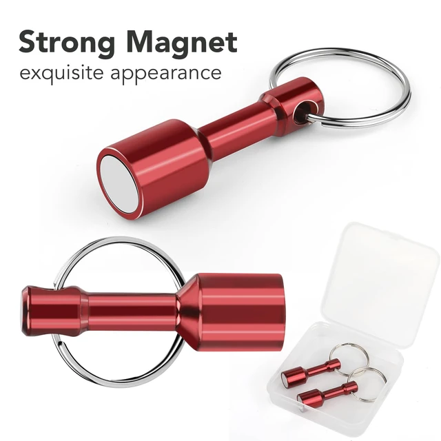Alt view image 5 of 7 - 10 Pack Magnet Key Chain Gold Testing Kit, Red Magnetic Key Holder Silver Tester for Jewelry Test Rare Earth Magnets Precious Metal Keychain Pocket Ring Small Neodymium