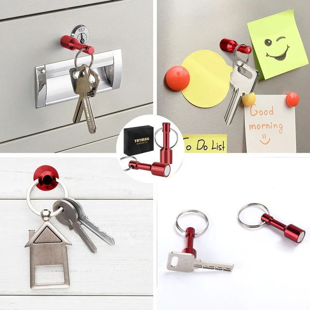 Alt view image 7 of 7 - 10 Pack Magnet Key Chain Gold Testing Kit, Red Magnetic Key Holder Silver Tester for Jewelry Test Rare Earth Magnets Precious Metal Keychain Pocket Ring Small Neodymium