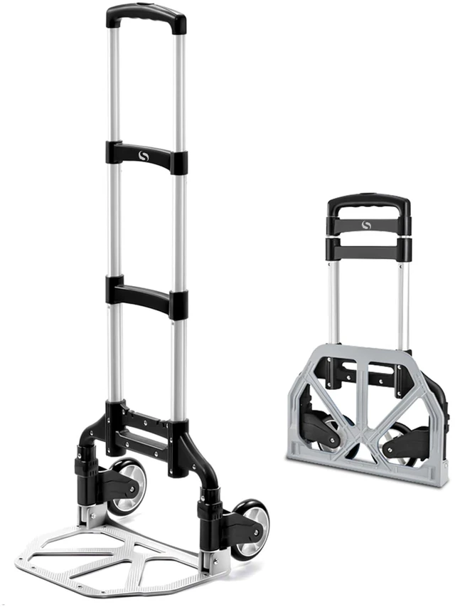 Main image of Folding Hand Truck, Dolly Cart with Wheels Foldable, Luggage Cart Lightweight Aluminum Moving Dolly, Portable Collapsible Trolley for Utility Cart, Travel, Shopping, Airport and Office