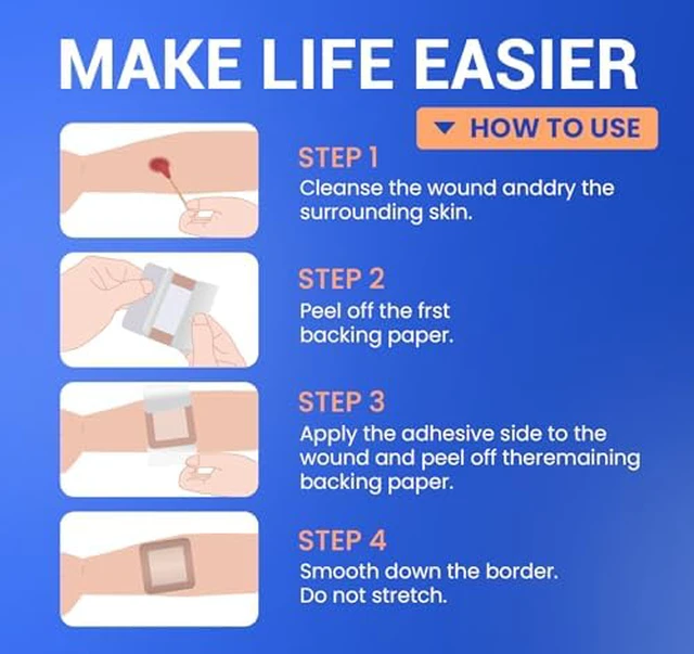 Alt view image 5 of 6 - Large Waterproof Bandages 3X3 Silicone Foam Dressing Sensitive Skin, 20 PCS Wound Dressing, Adhesive Cohesive Pad with Border, First Aid, Post-Surgical, Burn & Pressure Care, Scar Care