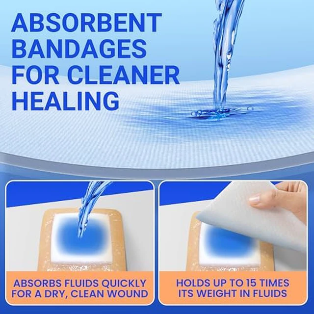 Alt view image 4 of 6 - Large Waterproof Bandages 4x4 Silicone Foam Dressing Sensitive Skin, 20 PCS Wound Dressing, Adhesive Cohesive Pad with Border, First Aid, Post-Surgical, Burn & Pressure Care, Scar Care