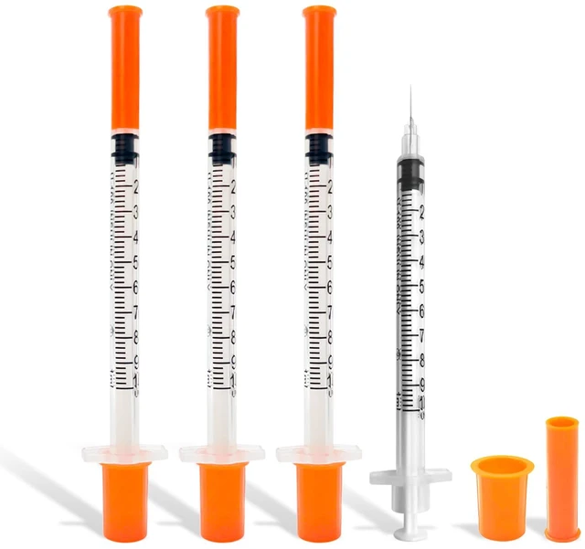 Main image of 100 Pack Syringes with Needle, U-100 1ml 30G 5/16" 8mm Syringe Individually Sealed, High-Quality, Leak-Resistant, Visible Scales
