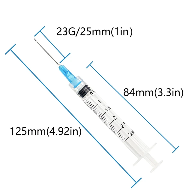 Alt view image 3 of 7 - 100pcs 3mL Syringe 23Gauge 1inch Luer Lock, Individually Wrapped