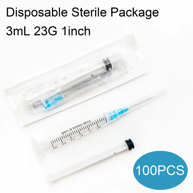 Alt view image 7 of 7 - 100pcs 3mL Syringe 23Gauge 1inch Luer Lock, Individually Wrapped