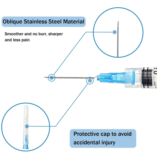 Alt view image 4 of 7 - 100pcs 3mL Syringe 23Gauge 1inch Luer Lock, Individually Wrapped