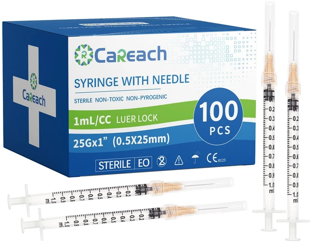 Main image of 100Pack 1mL 25G 1inch Luer Lock Refilling Ink Individually Packaged