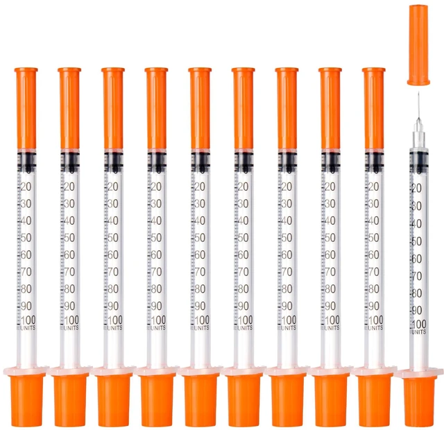 Main image of U-100 Syringes, 31G 5/16" (8mm) 1ml/cc Disposable Syringe, 100PACK Individual Wrapped