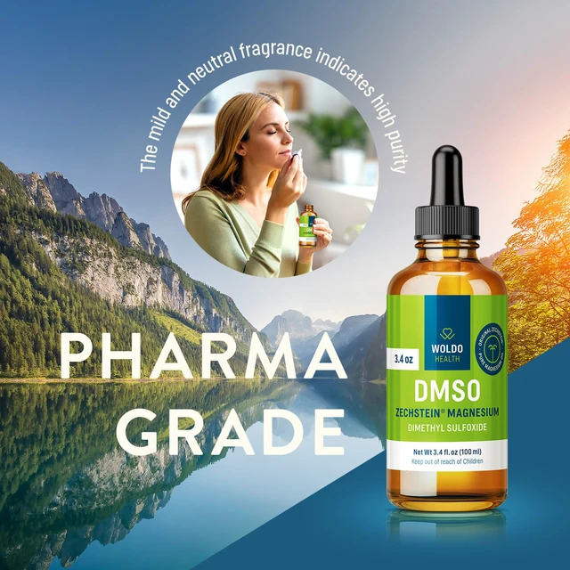 Alt view image 3 of 7 - DMSO 60% with Zechstein Magnesium 40% - Dimethyl Sulfoxide Liquid Blend, Pharmaceutical Grade, 100 ml Glass Bottle with Precision Dropper, 3.38 fl oz