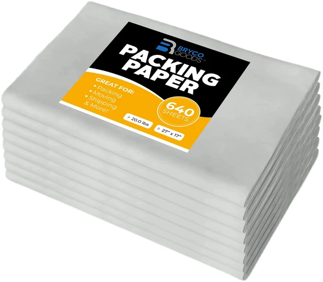 Main image of Packing Paper Sheets for Moving | 640 Sheets | 27" x 17" | 20lb | Made in USA | Newsprint Paper | Must Have in Your Moving Supplies
