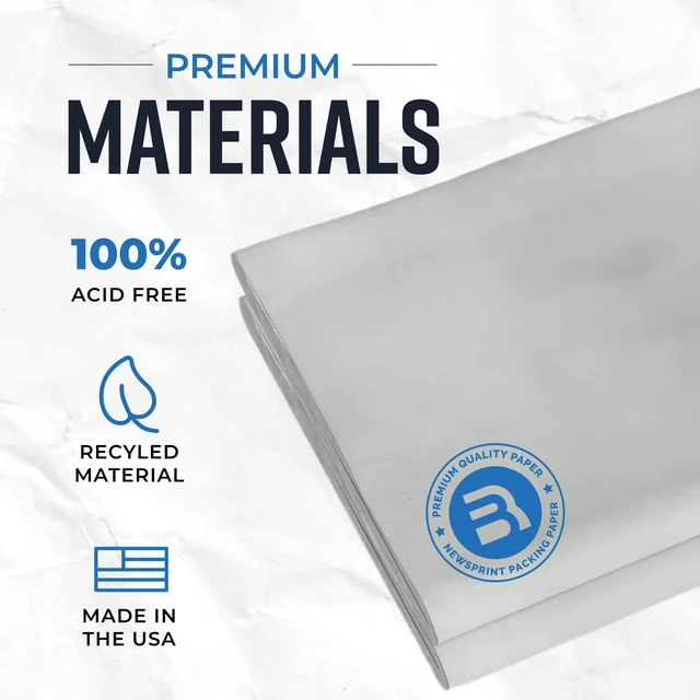 Alt view image 2 of 6 - Packing Paper Sheets for Moving | 640 Sheets | 27" x 17" | 20lb | Made in USA | Newsprint Paper | Must Have in Your Moving Supplies