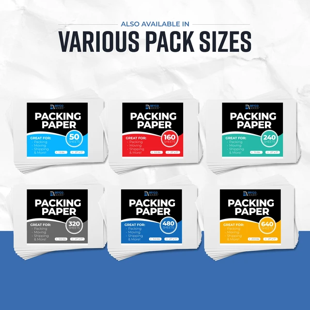 Alt view image 6 of 6 - Packing Paper Sheets for Moving | 640 Sheets | 27" x 17" | 20lb | Made in USA | Newsprint Paper | Must Have in Your Moving Supplies