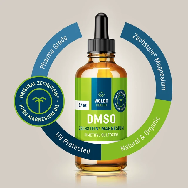 Alt view image 4 of 7 - DMSO 60% with Zechstein Magnesium 40% - Dimethyl Sulfoxide Liquid Blend, Pharmaceutical Grade, 100 ml Glass Bottle with Precision Dropper, 3.38 fl oz
