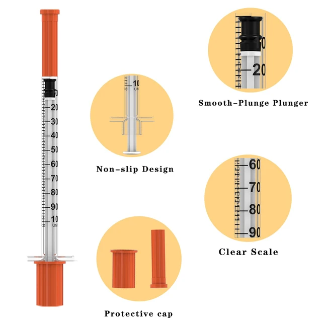 Alt view image 4 of 5 - U-100 Disposable Syringes with Needle 1ml/cc, 30G 5/16" (8mm), Individually Wrapped,100Pack