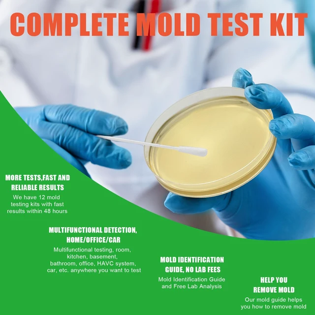 Alt view image 2 of 6 - Mold Test Kit for Home Within 12 Individual Tests,DIY Detector at Home, Surface Mold,HVAC,Indoor Air Quality Testing Kits,Black Mold Testing,Includes Detailed Mold Identification Guide and Free Lab