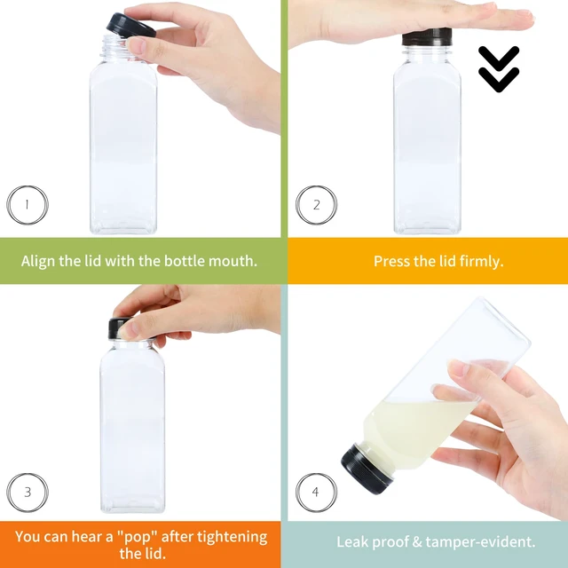 Alt view image 4 of 6 - 16oz Plastic Juice Bottles with Caps, 36pcs Clear Juice Containers Reusable Clear Bulk Beverage Containers for Juice, Milk and Other Beverages, Leak Proof