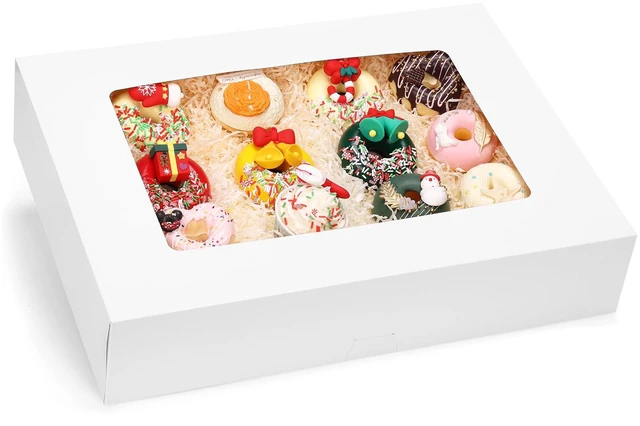 Main image of 20pcs 19x14x4in Large Half Sheet Cake Boxes with Window,Auto-Popup No Folding Required, No Cake Board, White Cookie Boxes for Pastry Baking Cake Donuts Cupcake Pie Packaging