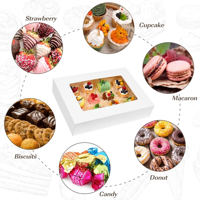 Alt view image 3 of 7 - 20pcs 19x14x4in Large Half Sheet Cake Boxes with Window,Auto-Popup No Folding Required, No Cake Board, White Cookie Boxes for Pastry Baking Cake Donuts Cupcake Pie Packaging