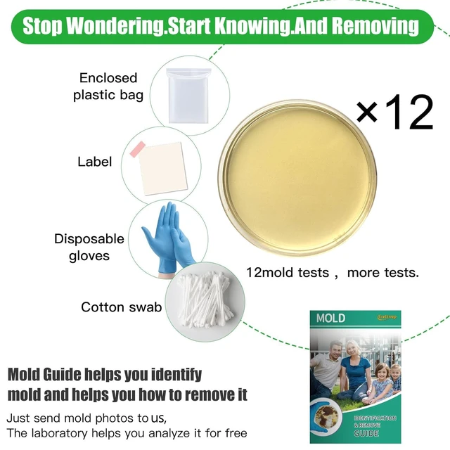 Alt view image 6 of 6 - Mold Test Kit for Home Within 12 Individual Tests,DIY Detector at Home, Surface Mold,HVAC,Indoor Air Quality Testing Kits,Black Mold Testing,Includes Detailed Mold Identification Guide and Free Lab