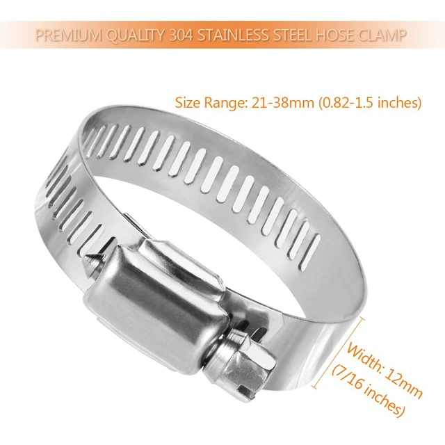 Alt view image 3 of 7 - 20 Pack Stainless Steel Hose Clamp Adjustable 7/8'' - 1-1/2'' (21-38mm) Worm Gear Hose Clamp, Metal Fuel Line Pipe Clamp for Plumbing, Automotive And Mechanical Application