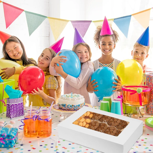 Alt view image 5 of 7 - 20pcs 19x14x4in Large Half Sheet Cake Boxes with Window,Auto-Popup No Folding Required, No Cake Board, White Cookie Boxes for Pastry Baking Cake Donuts Cupcake Pie Packaging