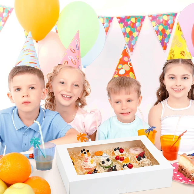 Alt view image 7 of 7 - 20pcs 19x14x4in Large Half Sheet Cake Boxes with Window,Auto-Popup No Folding Required, No Cake Board, White Cookie Boxes for Pastry Baking Cake Donuts Cupcake Pie Packaging