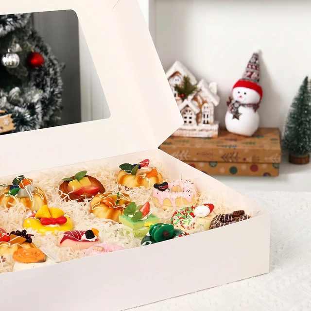 Alt view image 6 of 7 - 20pcs 19x14x4in Large Half Sheet Cake Boxes with Window,Auto-Popup No Folding Required, No Cake Board, White Cookie Boxes for Pastry Baking Cake Donuts Cupcake Pie Packaging