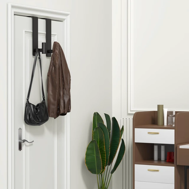 Alt view image 5 of 6 - T-Shaped Over Door Hooks - Fits Wooden & Metal Doors Less Than 1.77" Wide,Door Hanger for Office,Bedroom Heavy-Duty Stainless Steel Doors(T Shape 2 Pack, Fits 1-3/4'' Thick)